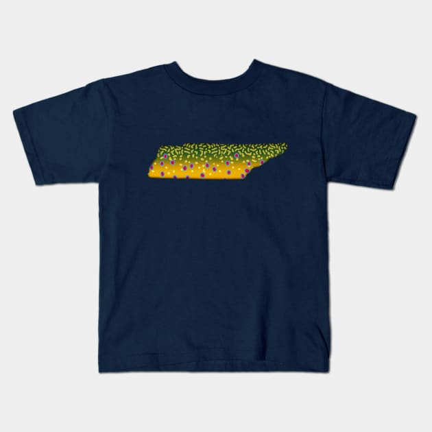 Brook Trout Fish Tennessee State Map Fishing Gifts Kids T-Shirt by TeeCreations